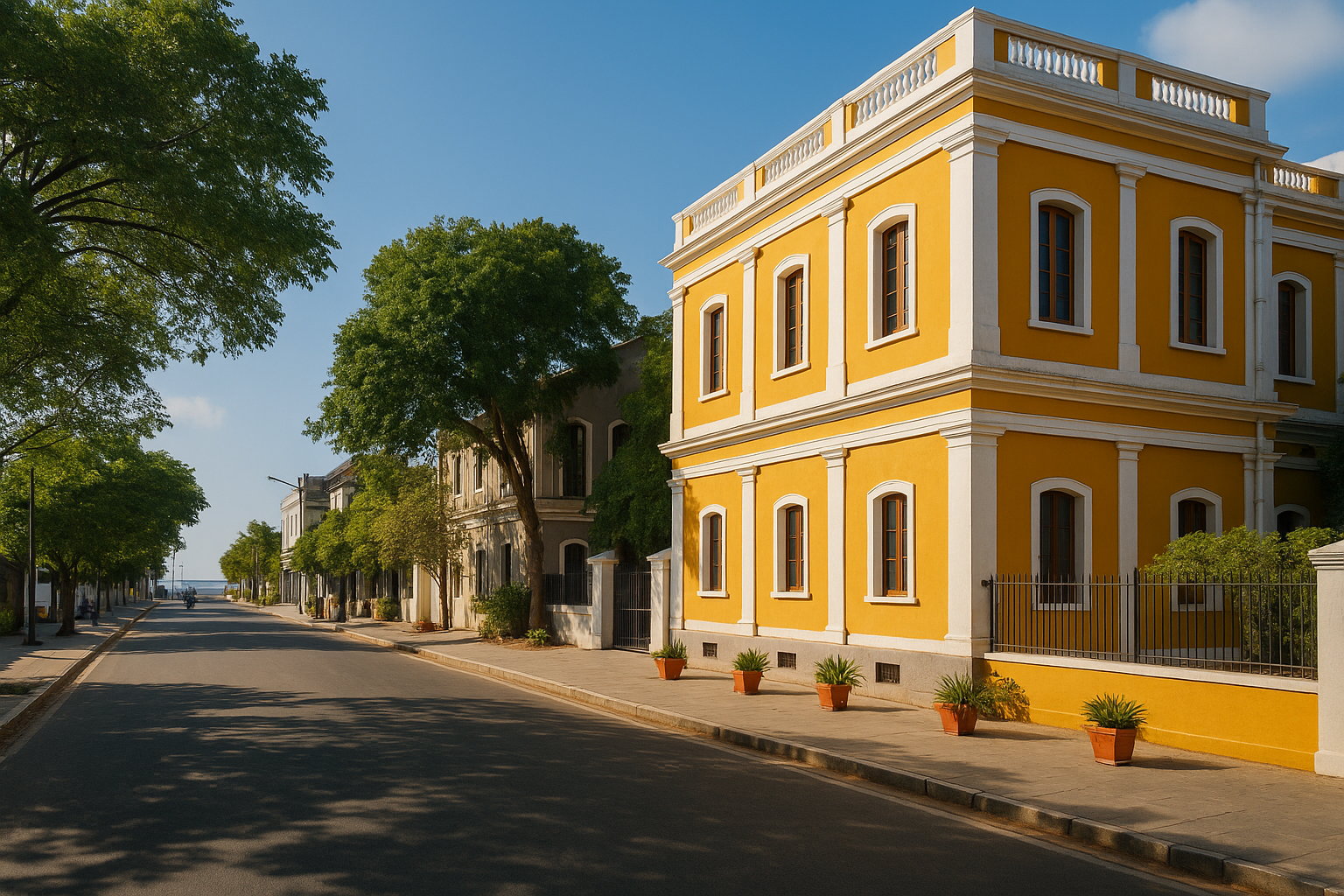 Charming colonial street view in White Town, Pondicherry – one of the top places to visit in Pondicherry for French-inspired architecture and heritage cafés
